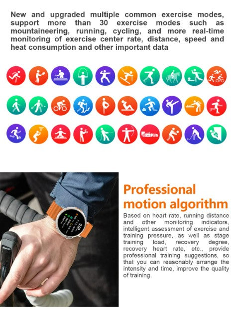 MT30 Smart Watch Ultra Long Range Waterproof - Black Steel