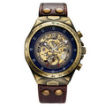 S075 Antique Fully Automatic Mechanical Watch - Brown Strap