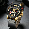 CURREN Casual Sport Watches Chronograph Wristwatch for Men - Gold Black