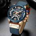 CURREN Casual Sport Watches Chronograph Wristwatch for Men - Rose Blue