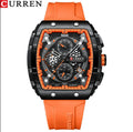 CURREN 8442 Men's Waterproof Six Needle Quartz  Multifunctional Watch Men's Watch - Orange