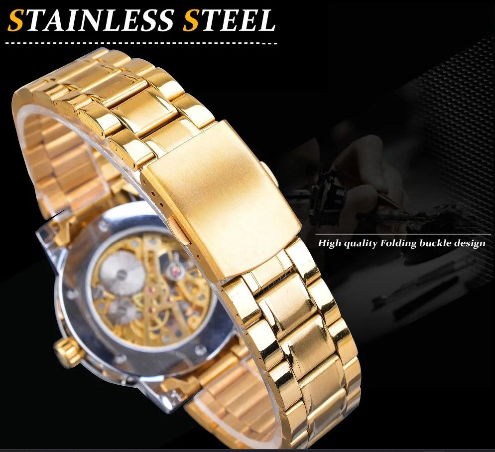 Winner Golden Watches Classic Rhinestone Clock - Black