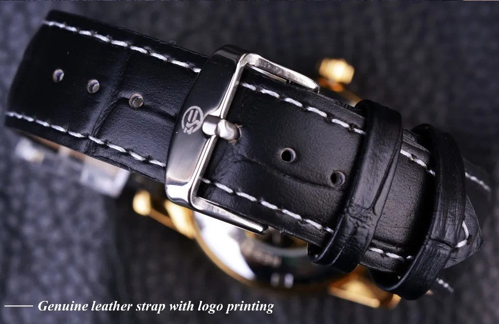 Forsining Hollow Engraving Skeleton Casual Designer Brand Automatic Watches - Golden